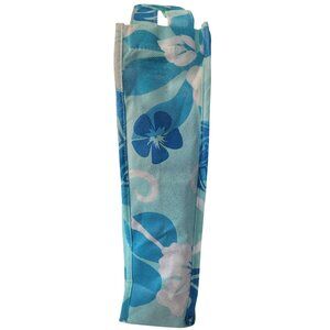 Hawaiian Floral Print Reusable Wine Bottle Bags  Blue & White Durable Fabric Eco